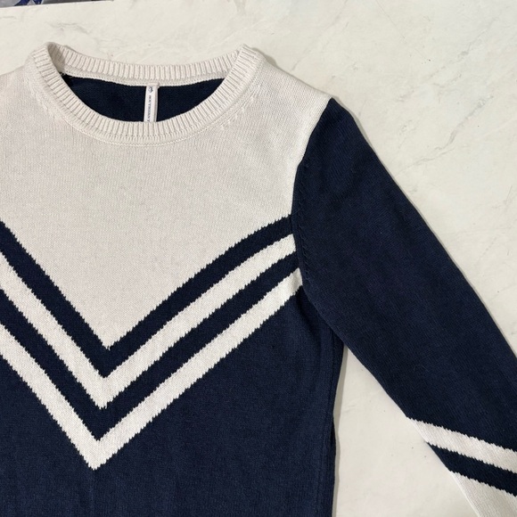 Southern Tide Small Navy Blue White Nautical Coastal Preppy Knit Sweater - Picture 3 of 5